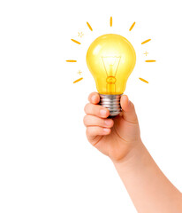 Hand Holding Glowing Light Bulb Illustration