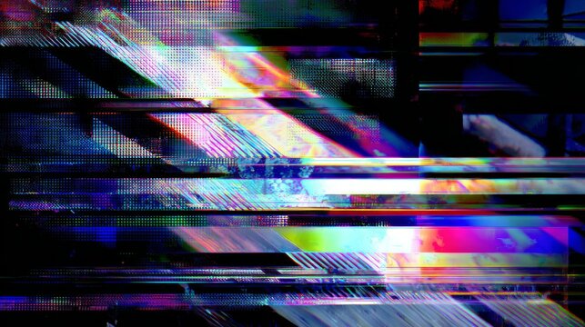 Abstract digital glitch background with vibrant neon colors and distortion
