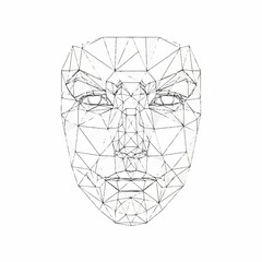 Wireframe 3D Human Face Model Geometric Structure.