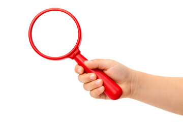 hand holding magnifying glass