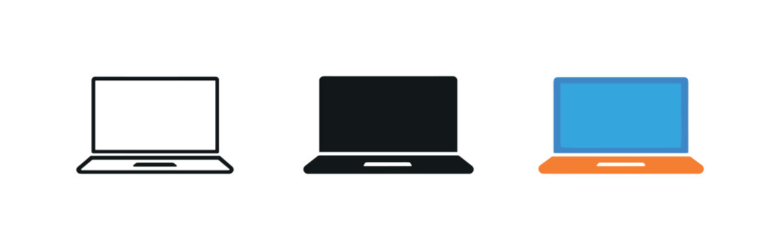 Minimalist Modern Classroom. Modern classroom scene showing a laptop computer with simple screen rectangle and base, same