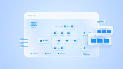 AI workflow automation artificial intelligence.ai agent workflow dashboard with document management and automated file processing flow.