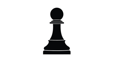 A stark black silhouette of a classic chess pawn stands prominently against a plain white background silhouette high quality © ArtBySalea07