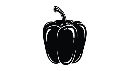A striking black silhouette depicts a vibrant bell pepper showcasing its unique form and details silhouette high quality professional © ArtBySalea07