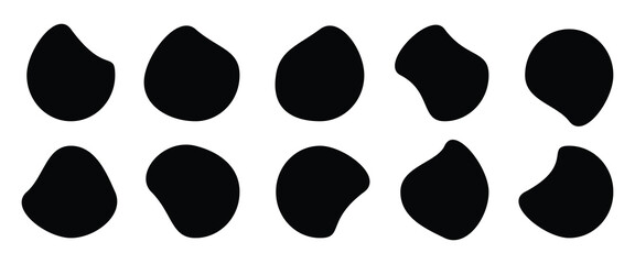 Fototapeta premium Blobs icon. Rock black icons. Different drops in modern style. Drops or stone silhouettes. Modern blob shape design elements isolated on white backdrop. 