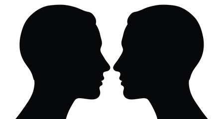 A striking visual of two human profiles facing each other creating a sense of connection and introspection silhouette © ArtBySalea07