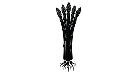 A striking black silhouette of a bundle of fresh asparagus stalks with detailed roots and tips silhouette high quality © ArtBySalea07
