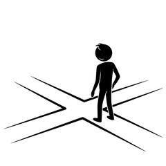 Fototapeta premium Man Standing at Crossroads Making Decision.
