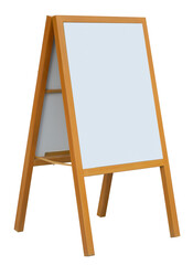 Blank black menu board mockup standing on a sidewalk. Sidewalk board stand for restaurant menu with empty space. Png transparency