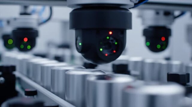 Automated Quality Control System Inspecting Cans on a Production Line.