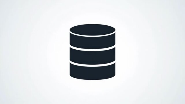 A clean, minimalist icon of a database server against a white backdrop. Ideal for illustrating data management, technology, and information systems in