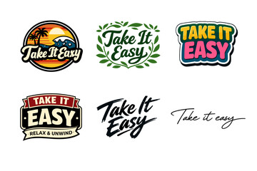 Obraz premium Diverse 'take it easy' logo designs in various artistic styles