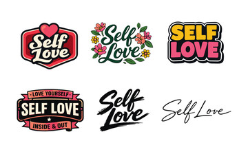 Fototapeta premium Creative self love designs with floral and bold lettering styles