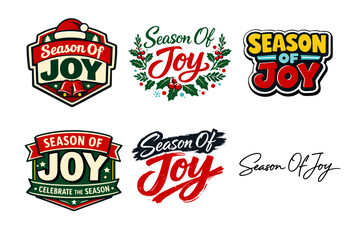 Fototapeta premium Season of joy festive logos with holiday elements and typography