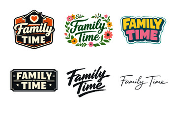 Obraz premium Colorful family time logos with various design styles