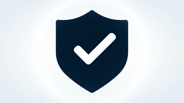 A sleek, modern shield icon with a checkmark evokes security and trust. Ideal for representing online safety, data protection, and cybersecurity conce