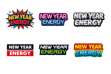 Obraz premium Vibrant new year energy text designs with colorful comic and modern styles