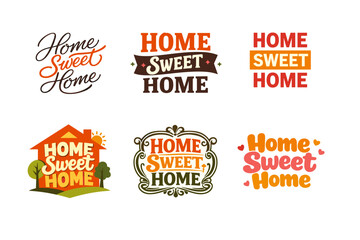 Fototapeta premium Home sweet home designs: six unique decorative lettering styles for cozy living spaces