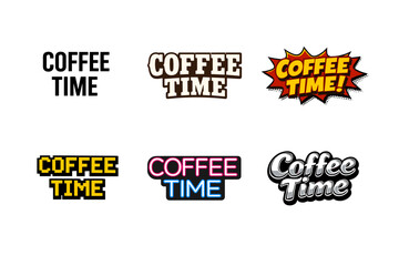 Obraz premium Creative coffee time logo designs with variety of fonts and styles