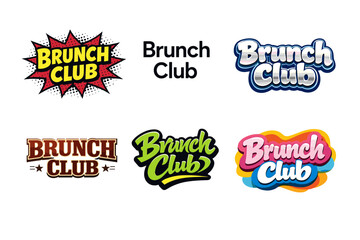 Colorful brunch club logos in various styles and designs