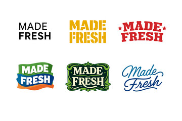 Obraz premium Colorful made fresh logos in various artistic styles