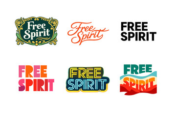 Free spirit logo collection with diverse styles and bold typography