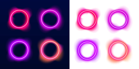 Bright gradient circle with soft luminous glow and smooth light diffusion, ideal for futuristic graphics and creative digital layouts. png © Romstock