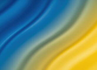 Abstract flowing fabric in vibrant blue and yellow hues with soft undulating waves and smooth gradient transitions creating a sense of movement and depth