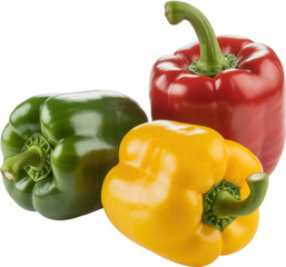 Colorful Bell Peppers green yellow isolated on a transparent background