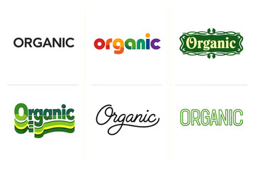 Diverse organic logos: colorful, vintage, and modern designs