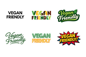 Creative vegan friendly logos collection with diverse typography and colors