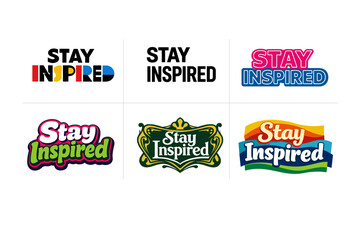 Naklejka premium Stay inspired: creative typography logos in vibrant designs