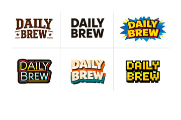 Daily brew logo variations in bold and colorful designs