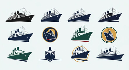 Collection of various ship illustrations showcasing different styles and designs for maritime themes. © Mila