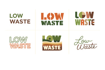 Variety of low waste logos in earth tones