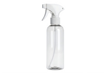 Obraz premium Clear spray bottle with white nozzle isolated on transparent background