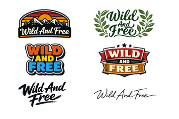 Wild and free logos collection with nature, adventure, and typography designs