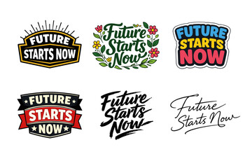Fototapeta premium Future starts now: creative typography designs in various styles