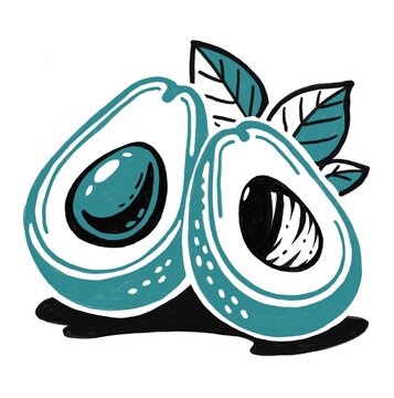 Ilustraci&oacute;n de palta o aguacate. Ilustraci&oacute;n en duotono simple y sencilla