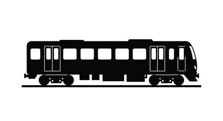 A stark black train depicted in a flat graphic style runs along rails showcasing a bold silhouette high quality © Niloy MotionArts 3D7