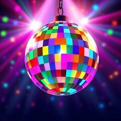 Fototapeta premium disco ball with disco lights