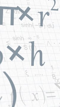 close up view of math formulas, vertical video