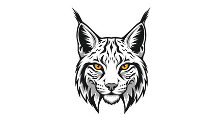 Lynx logo on white background. Stylized lynx head logo graphic design. Lynx logo design.
