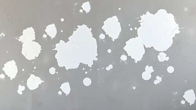 A textured grey wall with patches of white spackle in various drying stages. safety posters, maintenance manuals, designed for industrial assembly lines and welding operations.