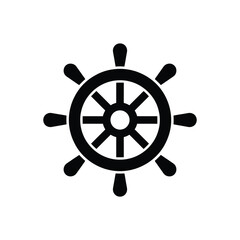 Obraz premium Simple black silhouette of a ship s steering wheel or helm