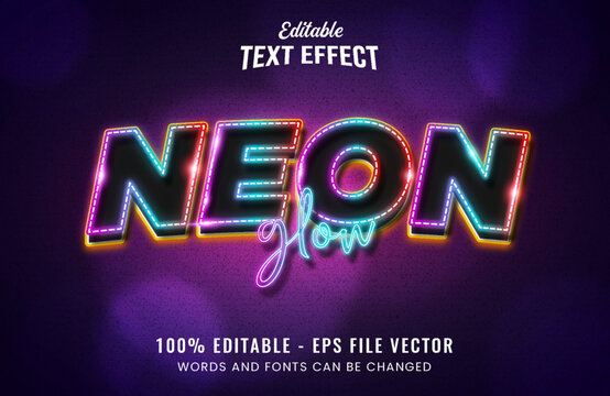 Neon Glow Editable Text Effect on Dark Purple Textured Background