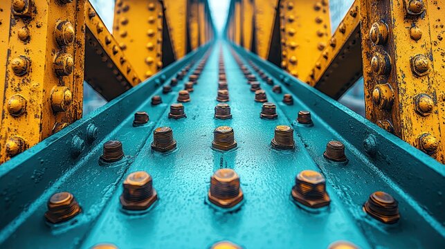 Bridge metal structure close up