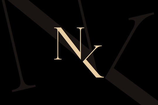 NK or KN letter logo icon design. Classic style luxury initials monogram.