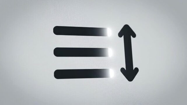 A minimalist composition featuring a menu icon and an upward-pointing arrow. This image is ideal for concepts representing navigation, options, and us