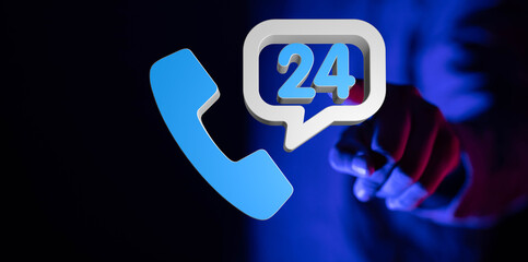 Concept image showcasing 24/7 phone support and constant availability. Represents customer service...